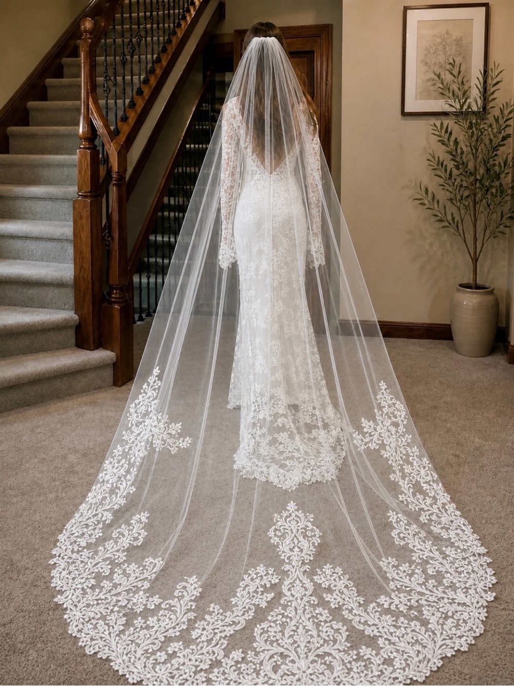 White cathedral veil.